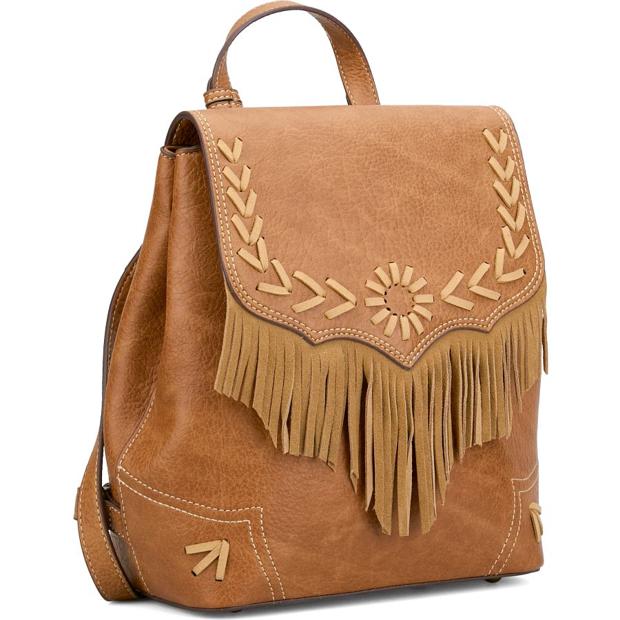 Justin Ladies Mini Backpack Tan W/Leathe